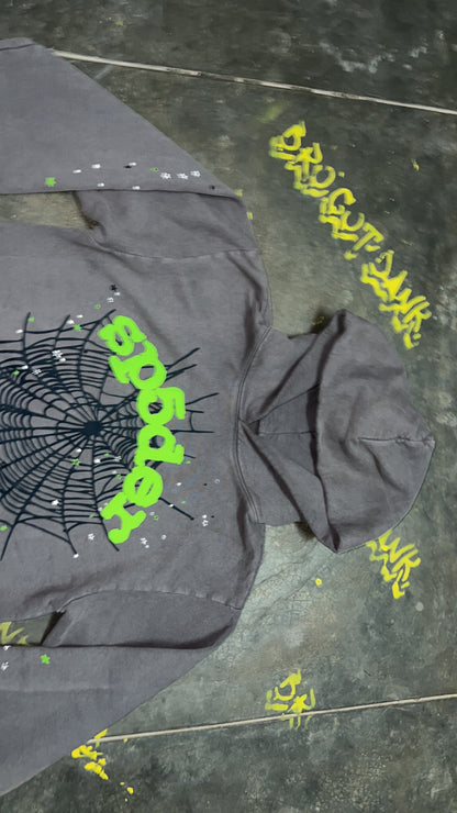 Sp5der Wait Web Slate Grey Hoodie