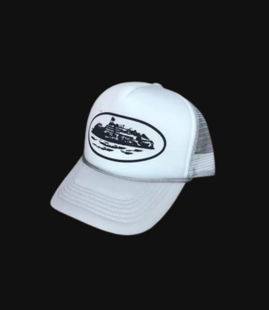 Corteiz Alcatraz Grey/White Trucker/Cap